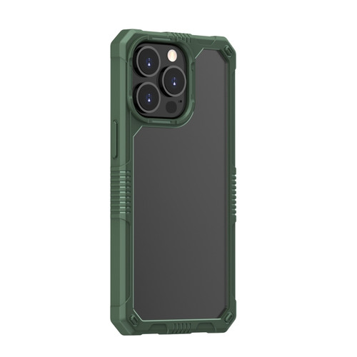 iPhone 14 Pro Transparent Shockproof PC + TPU Phone Case - Dark Green