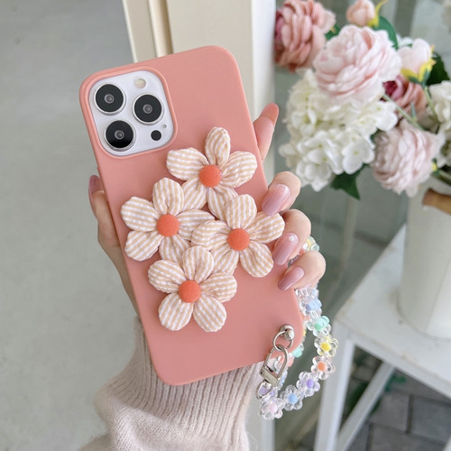 iPhone 14 Pro Four Flowers Hand Strap Phone Case - Begonia