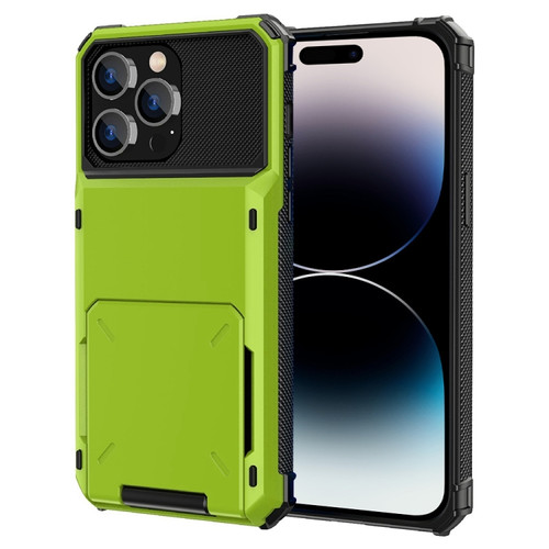 iPhone 14 Pro Scratch-Resistant Shockproof Heavy Duty Rugged Armor Protective Case with Card Slot - Green
