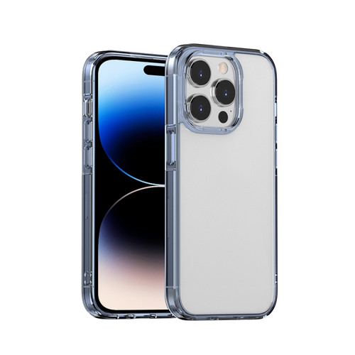 iPhone 14 Pro Ice Transparent Laser Phone Case - Blue