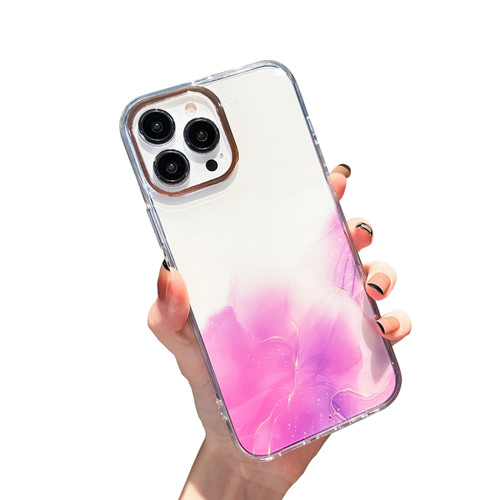 iPhone 14 Pro Gold Halo Marble Pattern Phone Case - Purple