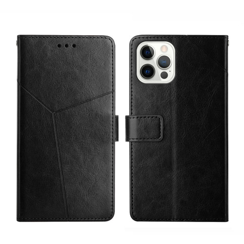 iPhone 14 Pro Y Stitching Horizontal Flip Leather Phone Case  - Black