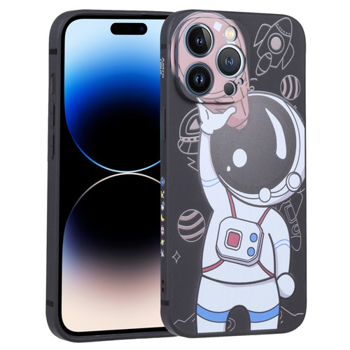 iPhone 14 Pro Spaceman Binoculars Phone Case - Black and Brown