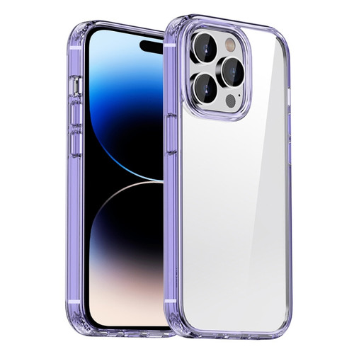 iPhone 14 Pro Crystal Clear Shockproof Phone Case - Transparent Purple