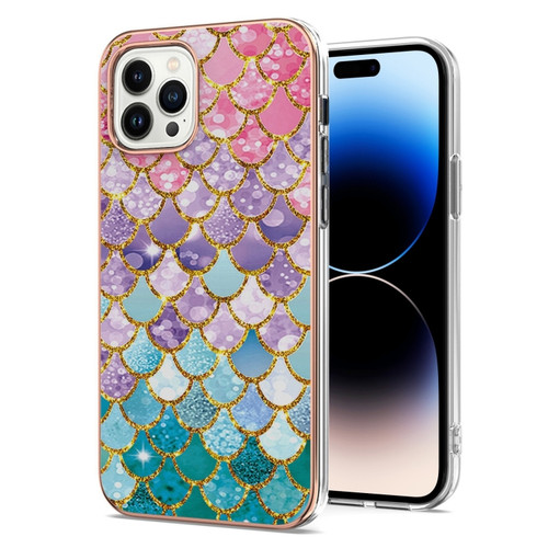 iPhone 14 Pro Electroplating Pattern IMD TPU Shockproof Case - Colorful Scales