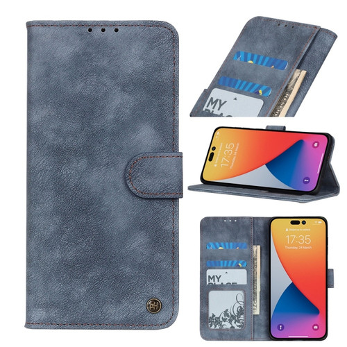 iPhone 14 Pro Antelope Texture Leather Case - Blue