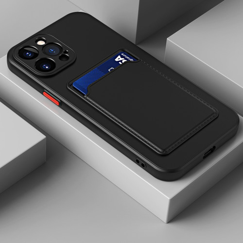 iPhone 14 Pro Skin Feel Card Color Button TPU Case - Black