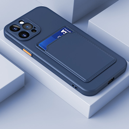 iPhone 14 Pro Skin Feel Card Color Button TPU Case - Dark Blue
