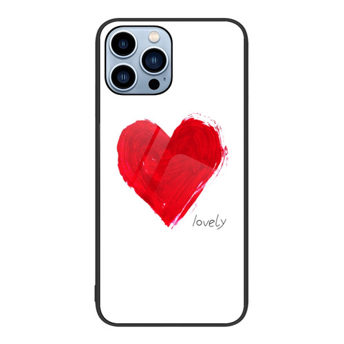 iPhone 14 Pro Colorful Painted Glass Phone Case - Love