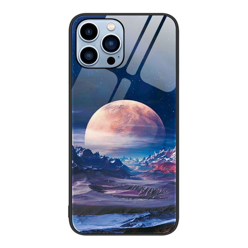 iPhone 14 Pro Colorful Painted Glass Phone Case - Moon Hill