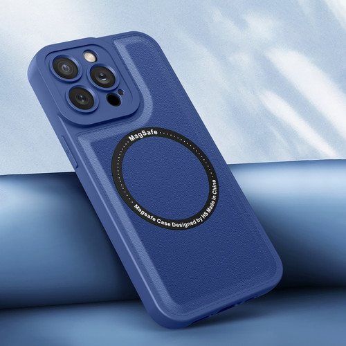 iPhone 14 Pro Magsafe Magnetic Plain Leather Phone Case - Royal Blue