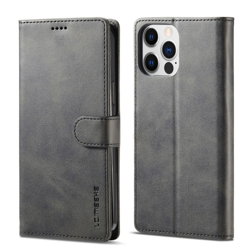 iPhone 14 Pro LC.IMEEKE Calf Texture Horizontal Flip Leather Case - Black