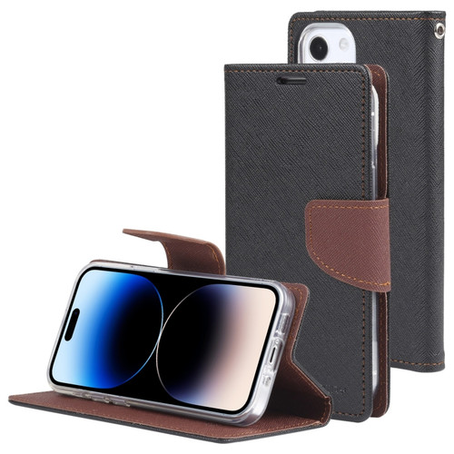 iPhone 14 Pro GOOSPERY FANCY DIARY Cross Texture Leather Case - Black Brown