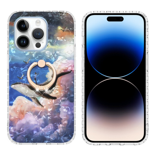 iPhone 14 Pro Ring Holder 2.0mm Airbag TPU Phone Case - Whale