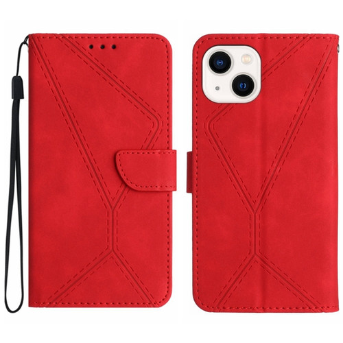 iPhone 14 Plus Stitching Embossed Leather Phone Case - Red