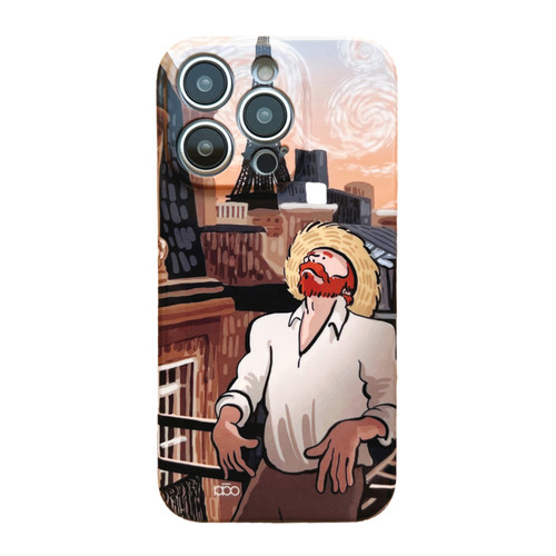 iPhone 14 Plus Precise Hole Oil Painting Pattern PC Phone Case - Tower