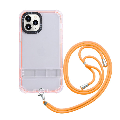iPhone 14 Plus 2 in 1 360 Invisible Holder Cross-body Rope Phone Case - Orange