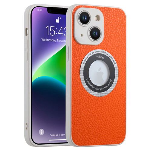 iPhone 14 Plus Glitter Lens MagSafe Magnetic Phone Case - Orange