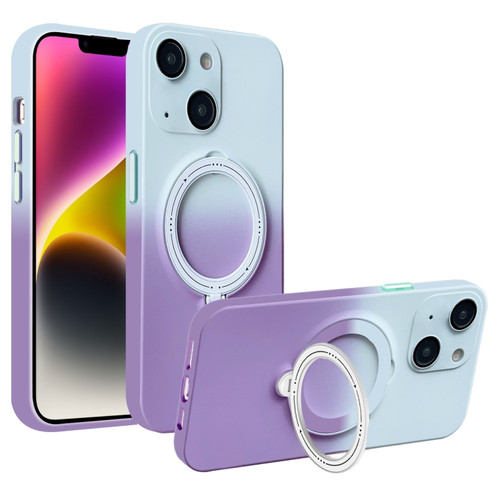 iPhone 14 Plus MagSafe Holder Gradient TPU Phone Case - Gray Purple