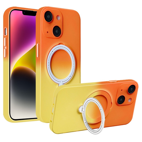 iPhone 14 Plus MagSafe Holder Gradient TPU Phone Case - Orange Yellow