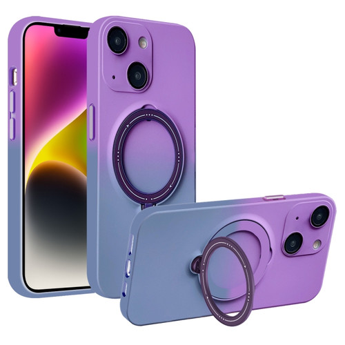 iPhone 14 Plus MagSafe Holder Gradient TPU Phone Case - Deep Purple Gray