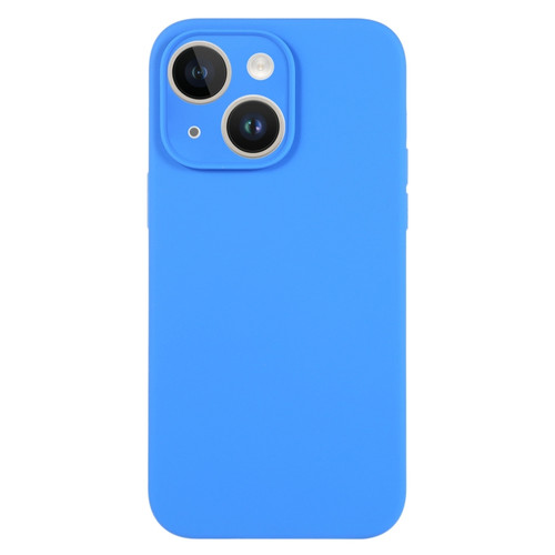 iPhone 14 Plus Pure Color Liquid Silicone Fine Pore Phone Case - Lake Blue
