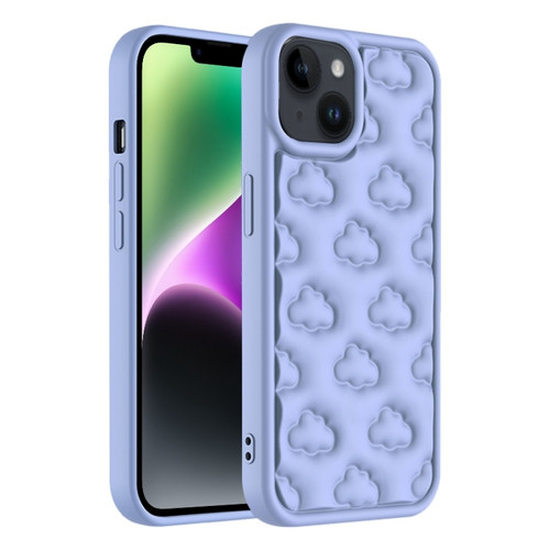 iPhone 14 Plus 3D Cloud Pattern TPU Phone Case - Purple