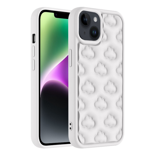 iPhone 14 Plus 3D Cloud Pattern TPU Phone Case - White