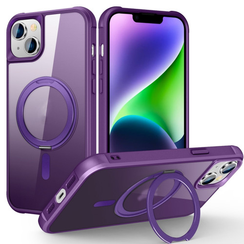 iPhone 14 Plus MagSafe Magnetic Rotating Holder Phone Case - Purple