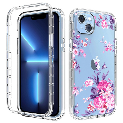 iPhone 14 Plus Transparent Painted Phone Case  - Pink Flower