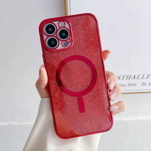 iPhone 14 Plus Plating Magsafe Glitter Phone Case  - Red