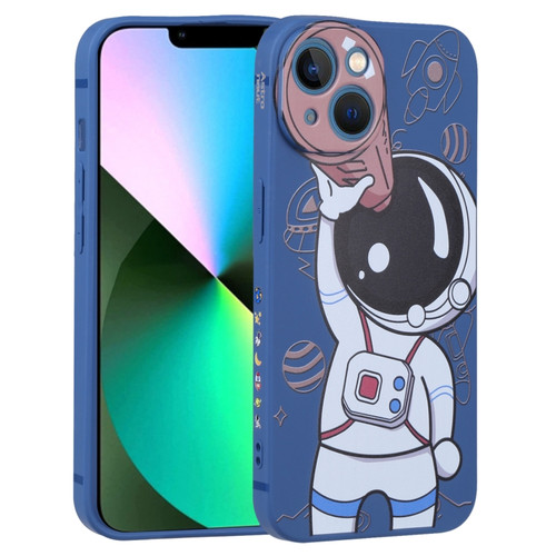iPhone 14 Plus Spaceman Binoculars Phone Case  - Blue and Brown