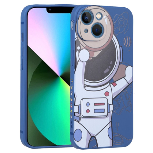 iPhone 14 Plus Spaceman Binoculars Phone Case  - Blue and Beige
