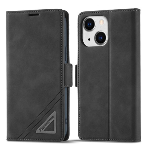 iPhone 14 Plus Forwenw Dual-side Buckle Leather Phone Case  - Black