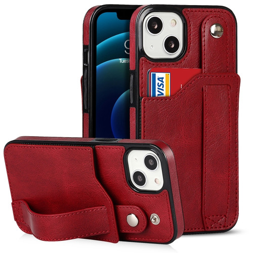 iPhone 14 Plus Wrist Strap Holder Phone Case  - Red