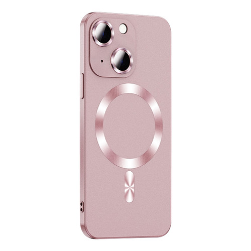 iPhone 14 Plus Liquid Lens Protector Magsafe Phone Case - Gold Pink