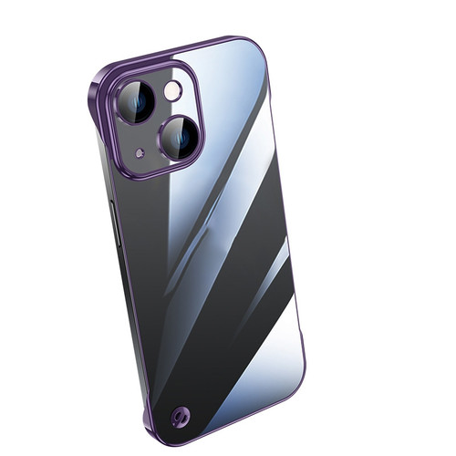 iPhone 14 Plus Electroplating Frameless Clear PC Phone Case - Purple