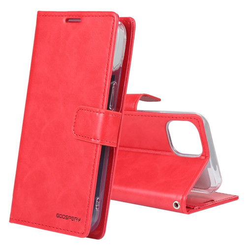 iPhone 14 Plus GOOSPERY BLUE MOON Crazy Horse Texture Leather Case  - Red