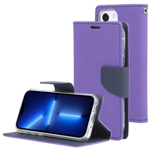 iPhone 14 Plus GOOSPERY FANCY DIARY Cross Texture Leather Case  - Purple