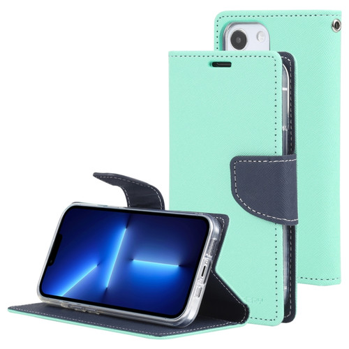 iPhone 14 Plus GOOSPERY FANCY DIARY Cross Texture Leather Case  - Mint Green