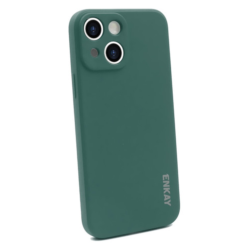 iPhone 14 Plus ENKAY Liquid Silicone Shockproof Soft Phone Case - Dark Green