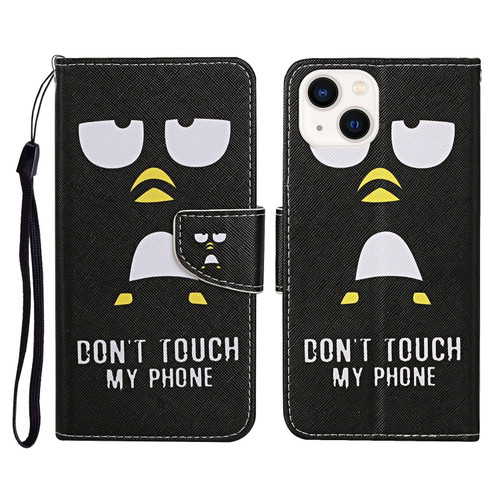 iPhone 14 Plus 3D Colored Drawing Flip Leather Phone Case  - Penguins