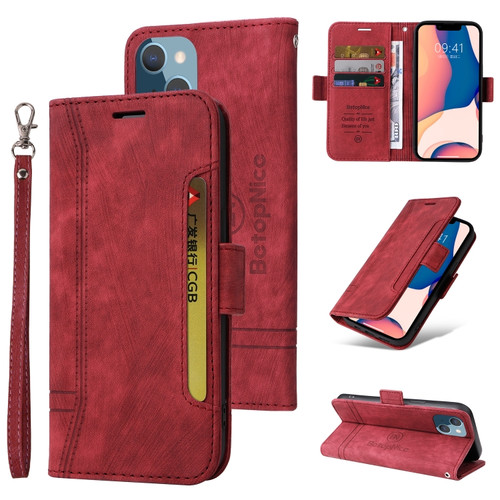 iPhone 14 Plus BETOPNICE Dual-side Buckle Leather Phone Case - Red