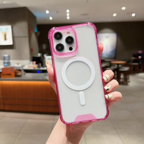 iPhone 14 Plus High Transparent Acrylic MagSafe Shockproof Phone Case - Pink