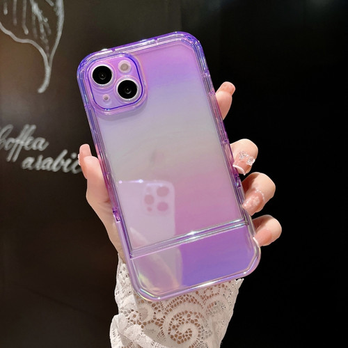 iPhone 14 Plus Color Plated Invisible Holder Phone Case - Purple