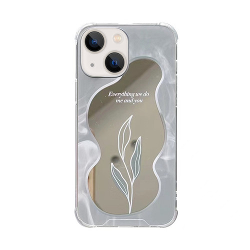 iPhone 14 Plus Color Painted Mirror Phone Case - Leaf