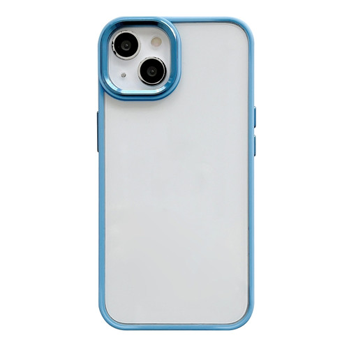 iPhone 14 Plus Clear Acrylic Soft TPU Phone Case with Metal Button - Sierra Blue