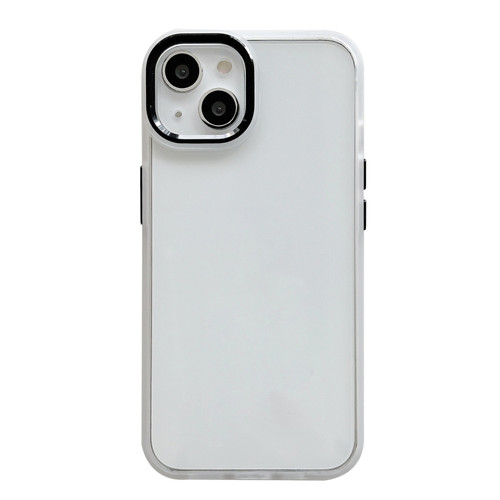 iPhone 14 Plus Clear Acrylic Soft TPU Phone Case with Metal Button - White