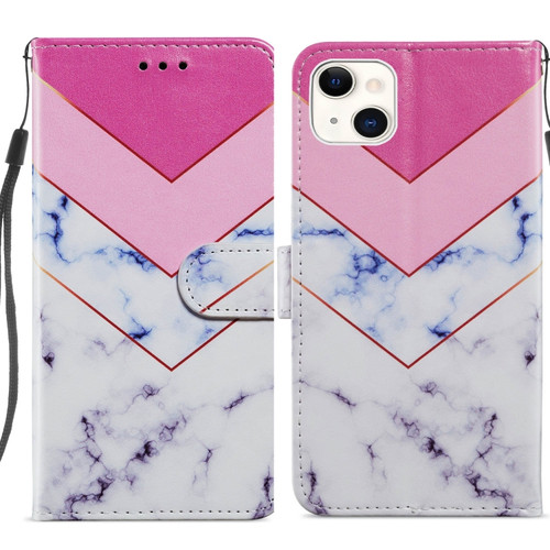 iPhone 14 Plus Painted Pattern Leather Phone Case  - Smoke Marble