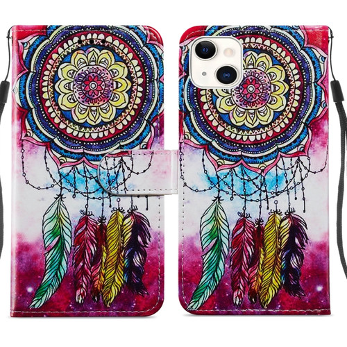 iPhone 14 Plus Painted Pattern Leather Phone Case  - Dreamcatcher